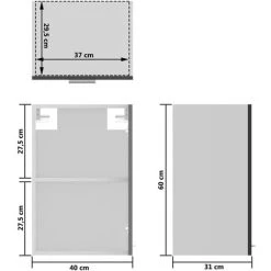Hanging Glass Cabinet High Gloss Black 40x31x60 Cm Engineered Wood VidaXL 7 Hanging Glass Cabinet High Gloss Black 40x31x60 Cm Engineered Wood VidaXL -Vonshef shop 30336134 3