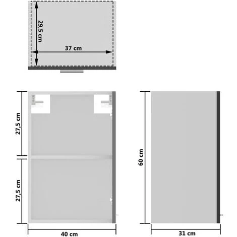 Hanging Glass Cabinet High Gloss Black 40x31x60 Cm Engineered Wood VidaXL 3 Hanging Glass Cabinet High Gloss Black 40x31x60 Cm Engineered Wood VidaXL - Image 3
