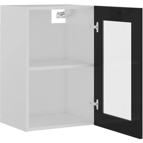 Hanging Glass Cabinet High Gloss Black 40x31x60 Cm Engineered Wood VidaXL 5 Hanging Glass Cabinet High Gloss Black 40x31x60 Cm Engineered Wood VidaXL - Image 5