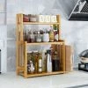 Livingandhome Large 3 Tier Wood Spice Rack Jar Bottle Display Unit