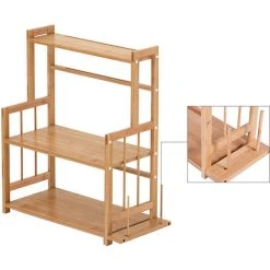 Livingandhome Large 3 Tier Wood Spice Rack Jar Bottle Display Unit -Vonshef shop 30932147 4