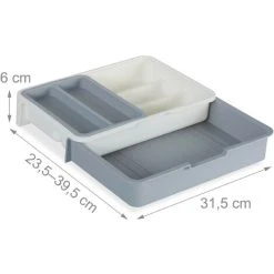 Relaxdays Cutlery Tray, Extendable, 7 Compartments For Silverware & Kitchen Utensils, HWD 6x23.5x31.5 Cm, Grey 8 Relaxdays Cutlery Tray, Extendable, 7 Compartments For Silverware & Kitchen Utensils, HWD 6x23.5x31.5 Cm, Grey -Vonshef shop 31798461 4