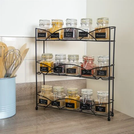 Maison & White 3 Tier Herb & Spice Rack Black M&W 3 Maison & White 3 Tier Herb & Spice Rack Black M&W - Image 3