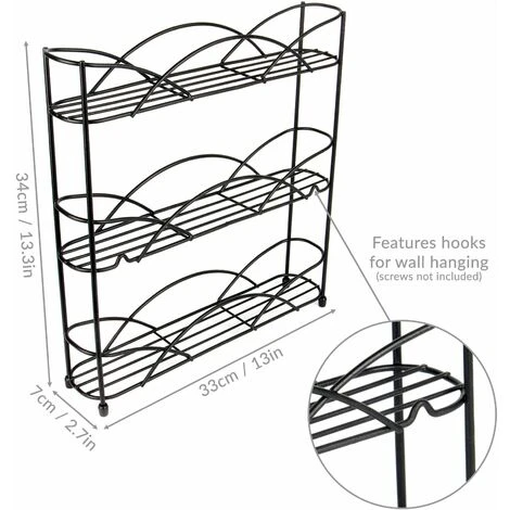 Maison & White 3 Tier Herb & Spice Rack Black M&W 4 Maison & White 3 Tier Herb & Spice Rack Black M&W - Image 4