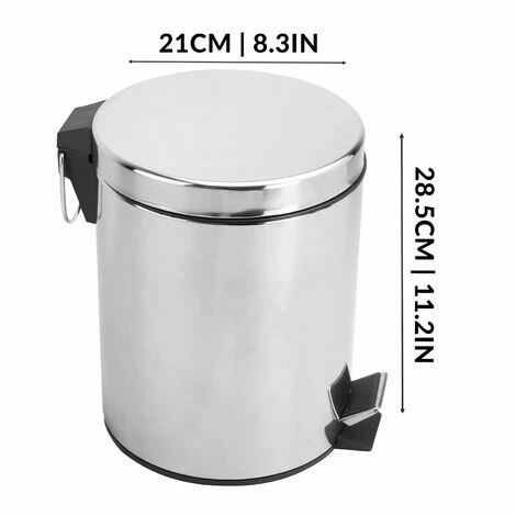 Maison & White 5L Pedal Bin Stainless Steel M&W 5 Maison & White 5L Pedal Bin Stainless Steel M&W - Image 5