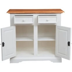 BISCOTTINI Country Style, Solid Lime Wood Antiqued White Frame Top Natural Finish W110xDP45xH103 Cm Sized Sideboard. Made In Italy 8 BISCOTTINI Country Style, Solid Lime Wood Antiqued White Frame Top Natural Finish W110xDP45xH103 Cm Sized Sideboard. Made In Italy -Vonshef shop 32366175 4