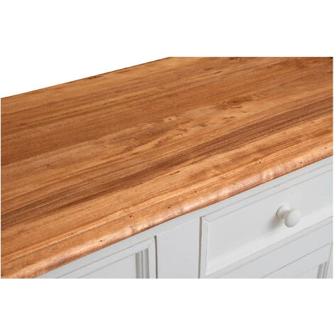 BISCOTTINI Country Style, Solid Lime Wood Antiqued White Frame Top Natural Finish W110xDP45xH103 Cm Sized Sideboard. Made In Italy 5 BISCOTTINI Country Style, Solid Lime Wood Antiqued White Frame Top Natural Finish W110xDP45xH103 Cm Sized Sideboard. Made In Italy - Image 5