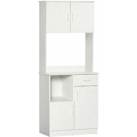HOMCOM Kitchen Cupboard With Hutch Pantry Storage Cabinet Hutch Microwave Shelf 1 HOMCOM Kitchen Cupboard With Hutch Pantry Storage Cabinet Hutch Microwave Shelf