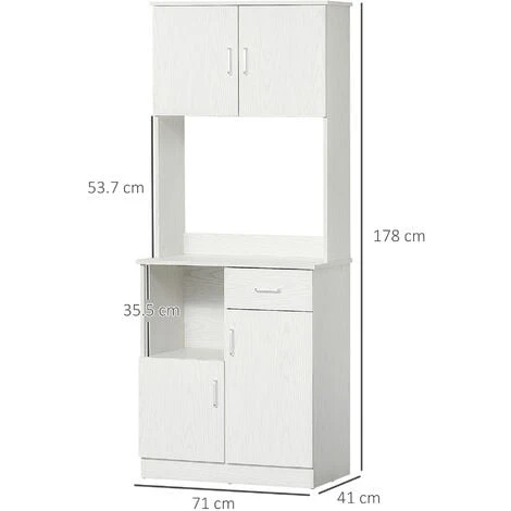 HOMCOM Kitchen Cupboard With Hutch Pantry Storage Cabinet Hutch Microwave Shelf 2 HOMCOM Kitchen Cupboard With Hutch Pantry Storage Cabinet Hutch Microwave Shelf - Image 2