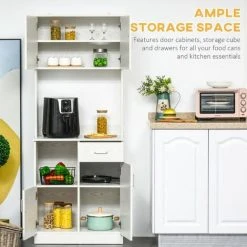 HOMCOM Kitchen Cupboard With Hutch Pantry Storage Cabinet Hutch Microwave Shelf 9 HOMCOM Kitchen Cupboard With Hutch Pantry Storage Cabinet Hutch Microwave Shelf -Vonshef shop 32519452 5