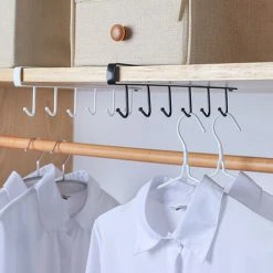Livingandhome 6 Hooks Metal Under Hanging Shelf Kitchen Cupboard Organiser, White -Vonshef shop 33454572 3