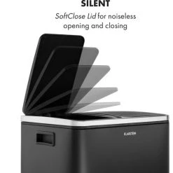 Klarstein Trash Gordon Pedal Bin 30L / 2x15L Noiseless PP Stainless Steel Black 7 Klarstein Trash Gordon Pedal Bin 30L / 2x15L Noiseless PP Stainless Steel Black -Vonshef shop 33503245 3