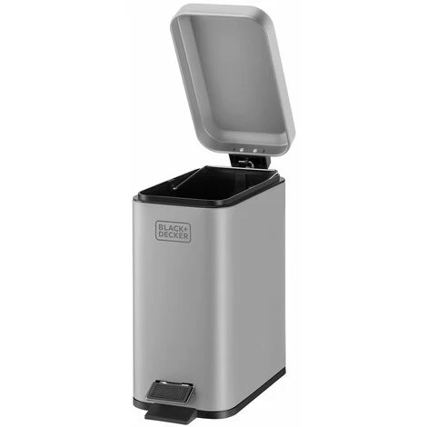 BlackDecker BLACK+DECKER BXBN00013E 5L Grey Pedal Bin With Soft Close Lid, Stainless Steel, 30cm X 14cm X 29cm 3 BlackDecker BLACK+DECKER BXBN00013E 5L Grey Pedal Bin With Soft Close Lid, Stainless Steel, 30cm X 14cm X 29cm - Image 3