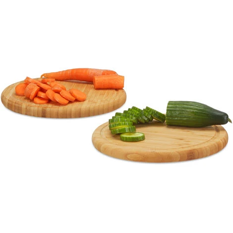 Relaxdays Round Breakfast Board Set Of 2, 25 Cm, Robust Kitchen Cutting Board, Natural Serving Tray, Chopping, Platter, Round 1 Relaxdays Round Breakfast Board Set Of 2, 25 Cm, Robust Kitchen Cutting Board, Natural Serving Tray, Chopping, Platter, Round
