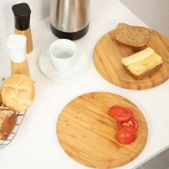 Relaxdays Round Breakfast Board Set Of 2, 25 Cm, Robust Kitchen Cutting Board, Natural Serving Tray, Chopping, Platter, Round 7 Relaxdays Round Breakfast Board Set Of 2, 25 Cm, Robust Kitchen Cutting Board, Natural Serving Tray, Chopping, Platter, Round -Vonshef shop 34741626 3
