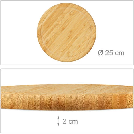 Relaxdays Round Breakfast Board Set Of 2, 25 Cm, Robust Kitchen Cutting Board, Natural Serving Tray, Chopping, Platter, Round 4 Relaxdays Round Breakfast Board Set Of 2, 25 Cm, Robust Kitchen Cutting Board, Natural Serving Tray, Chopping, Platter, Round - Image 4