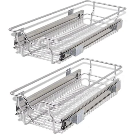 Pull-Out Wire Baskets 2 Pcs Silver 300 Mm VidaXL 1 Pull-Out Wire Baskets 2 Pcs Silver 300 Mm VidaXL