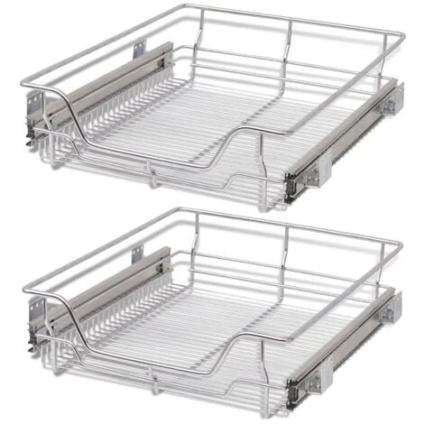 Pull-Out Wire Baskets 2 Pcs Silver 500 Mm VidaXL 1 Pull-Out Wire Baskets 2 Pcs Silver 500 Mm VidaXL
