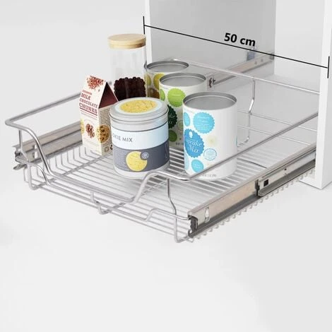 Pull-Out Wire Baskets 2 Pcs Silver 500 Mm VidaXL 2 Pull-Out Wire Baskets 2 Pcs Silver 500 Mm VidaXL - Image 2