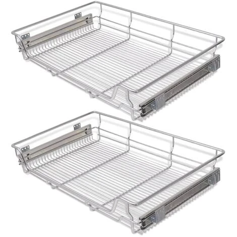 Pull-Out Wire Baskets 2 Pcs Silver 800 Mm VidaXL 1 Pull-Out Wire Baskets 2 Pcs Silver 800 Mm VidaXL