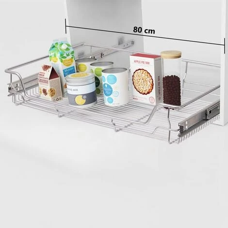 Pull-Out Wire Baskets 2 Pcs Silver 800 Mm VidaXL 2 Pull-Out Wire Baskets 2 Pcs Silver 800 Mm VidaXL - Image 2
