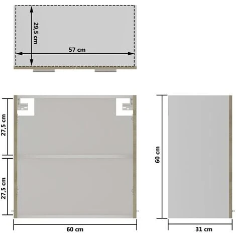 Hanging Glass Cabinet Sonoma Oak 60x31x60 Cm Engineered Wood VidaXL 3 Hanging Glass Cabinet Sonoma Oak 60x31x60 Cm Engineered Wood VidaXL - Image 3