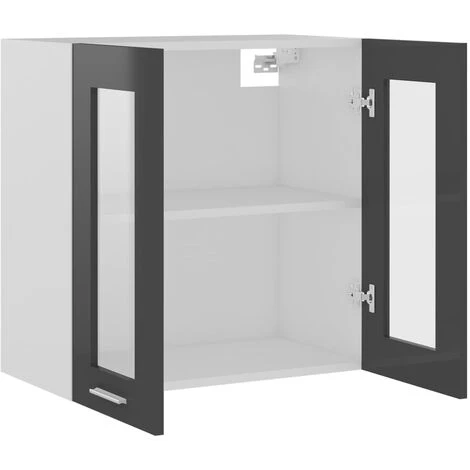 Hanging Glass Cabinet High Gloss Grey 60x31x60 Cm Engineered Wood VidaXL 5 Hanging Glass Cabinet High Gloss Grey 60x31x60 Cm Engineered Wood VidaXL - Image 5