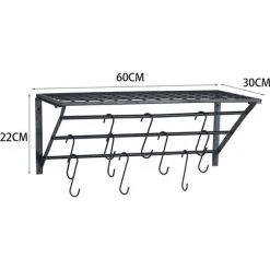 Livingandhome Wall Mounted Iron Hanging Pot Pan With 10 Hooks -Vonshef shop 35395977 5