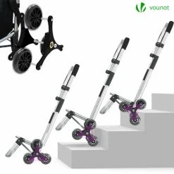 VOUNOT Folding Shopping Trolley On 6 Wheels, Aluminium Lightweight Shopping Cart With Insulated Cooling Bag, 50L, Black -Vonshef shop 36257736 5