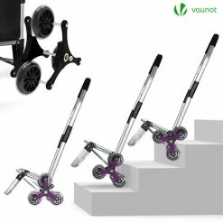 VOUNOT Folding Shopping Trolley On 6 Wheels, Aluminium Lightweight Shopping Cart, 45L, Black -Vonshef shop 36257925 5