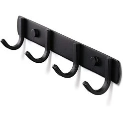 Alternative view of Devenirriche Wall Coat Rack , Coat Hooks Design Stainless Steel Coat Racks, Solid Bathroom Hooks For Bedroom Office Black (4 Hook)