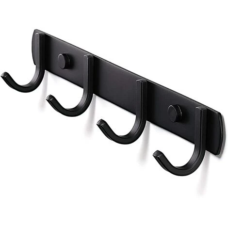 Devenirriche Wall Coat Rack , Coat Hooks Design Stainless Steel Coat Racks, Solid Bathroom Hooks For Bedroom Office Black (4 Hook) 2 Devenirriche Wall Coat Rack , Coat Hooks Design Stainless Steel Coat Racks, Solid Bathroom Hooks For Bedroom Office Black (4 Hook) - Image 2