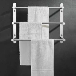 Devenirriche Multilayer 304 Stainless Steel Wall-mounted Towel Rack - 40 Cm - Wall Mounting - 3 Bars - For Bathroom And Kitchen -Vonshef shop 36840566 5