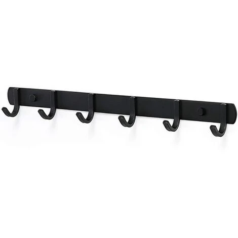 Devenirriche Wall Coat Rack , Coat Hooks Design Stainless Steel Coat Racks, Solid Bathroom Hooks For Bedroom Office Black (6 Hook) 5 Devenirriche Wall Coat Rack , Coat Hooks Design Stainless Steel Coat Racks, Solid Bathroom Hooks For Bedroom Office Black (6 Hook) - Image 5
