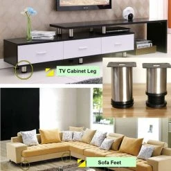Set Of 8 Furniture Feet, Adjustable Furniture Feet - Chrome Metal - Adjustable Height (Total: 80-95mm) SOEKAVIA 8 Set Of 8 Furniture Feet, Adjustable Furniture Feet - Chrome Metal - Adjustable Height (Total: 80-95mm) SOEKAVIA -Vonshef shop 37285273 4