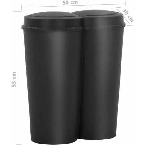 Duo Bin Trash Can Black 50 L VidaXL 3 Duo Bin Trash Can Black 50 L VidaXL - Image 3