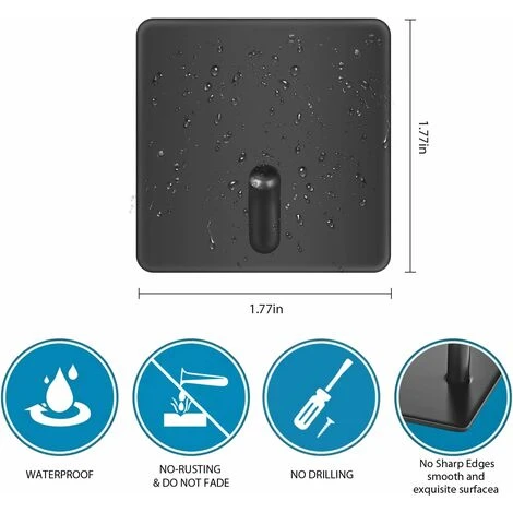 Devenirriche Self-Adhesive Wall Hook Adhesive Black Stainless Steel Hook 4 Pieces Anti-rust And Waterproof Hook Bathroom Storage Towel Holder No Trace Family And Office, Child Wall Hook… 3 Devenirriche Self-Adhesive Wall Hook Adhesive Black Stainless Steel Hook 4 Pieces Anti-rust And Waterproof Hook Bathroom Storage Towel Holder No Trace Family And Office, Child Wall Hook… - Image 3