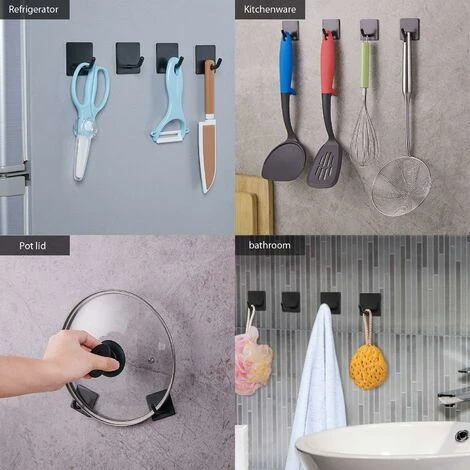 Devenirriche Self-Adhesive Wall Hook Adhesive Black Stainless Steel Hook 4 Pieces Anti-rust And Waterproof Hook Bathroom Storage Towel Holder No Trace Family And Office, Child Wall Hook… 4 Devenirriche Self-Adhesive Wall Hook Adhesive Black Stainless Steel Hook 4 Pieces Anti-rust And Waterproof Hook Bathroom Storage Towel Holder No Trace Family And Office, Child Wall Hook… - Image 4