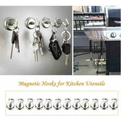 Devenirriche Magnetic Hooks With Neodymium Magnets Very Powerful Hooks For Kitchen, Bathroom, Bedroom, Garage, Locker, Office, Refrigerator, Key Chain -Vonshef shop 37825969 3