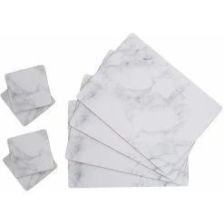 Premier Housewares Placemats And Coaster Marble Effect Table Mats And Coasters Set Of 8 Practical Silver Coasters Stylish Coasters 21 X 1 X 29