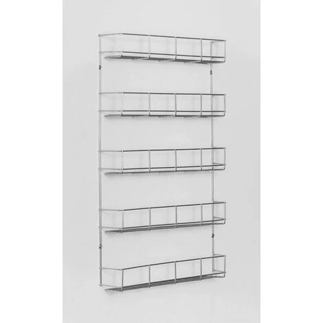 MARCO PAUL Wall Mounted Spice Rack, Metal Chrome - Easily Attachable Cupboard Spice Organiser With Screws Great For Kitchen Cabinets Or Cabinet Doors – 5 Tier Spice Rack 3 MARCO PAUL Wall Mounted Spice Rack, Metal Chrome - Easily Attachable Cupboard Spice Organiser With Screws Great For Kitchen Cabinets Or Cabinet Doors – 5 Tier Spice Rack - Image 3