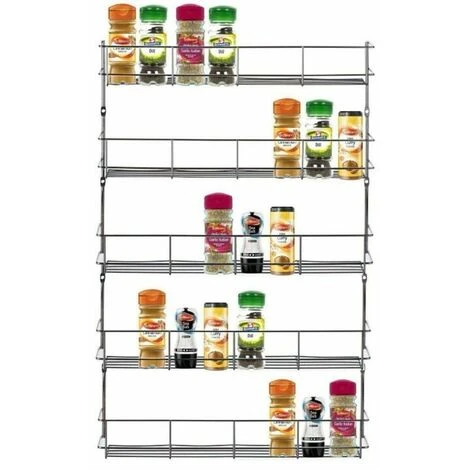 MARCO PAUL Wall Mounted Spice Rack, Metal Chrome - Easily Attachable Cupboard Spice Organiser With Screws Great For Kitchen Cabinets Or Cabinet Doors – 5 Tier Spice Rack 4 MARCO PAUL Wall Mounted Spice Rack, Metal Chrome - Easily Attachable Cupboard Spice Organiser With Screws Great For Kitchen Cabinets Or Cabinet Doors – 5 Tier Spice Rack - Image 4