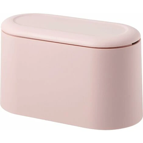 Mini Countertop Trash Can Press Cartridge Lid Trash Can Makeup Holder Vanity Bathroom Kitchen Car Office Desk (Light Pink) SOEKAVIA 1 Mini Countertop Trash Can Press Cartridge Lid Trash Can Makeup Holder Vanity Bathroom Kitchen Car Office Desk (Light Pink) SOEKAVIA