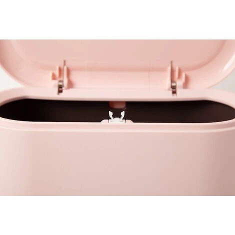 Mini Countertop Trash Can Press Cartridge Lid Trash Can Makeup Holder Vanity Bathroom Kitchen Car Office Desk (Light Pink) SOEKAVIA 2 Mini Countertop Trash Can Press Cartridge Lid Trash Can Makeup Holder Vanity Bathroom Kitchen Car Office Desk (Light Pink) SOEKAVIA - Image 2