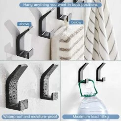 Self Adhesive Hooks Aluminum Wall Hook Waterproof Bathroom Towel And Robe Hooks For Kitchen Bathrooms Closets 5 Pieces Black SOEKAVIA -Vonshef shop 38917116 3