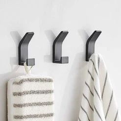 Self Adhesive Hooks Aluminum Wall Hook Waterproof Bathroom Towel And Robe Hooks For Kitchen Bathrooms Closets 5 Pieces Black SOEKAVIA -Vonshef shop 38917116 4