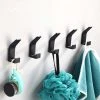 5 Pieces Adhesive Hook, Double Bathroom Towel Hook, Towel Hanger, Anti-rust And Waterproof Towel Holder With Adhesive, Family Bathroom Kitchen, Office, Self-Adhesive-Black SOEKAVIA