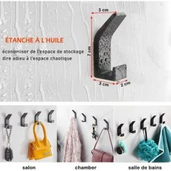 5 Pieces Adhesive Hook, Double Bathroom Towel Hook, Towel Hanger, Anti-rust And Waterproof Towel Holder With Adhesive, Family Bathroom Kitchen, Office, Self-Adhesive-Black SOEKAVIA -Vonshef shop 38917117 3