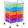 Yaheetech 15 Drawers Rolling Storage Cart With Wheels For Home Office, Multicolor