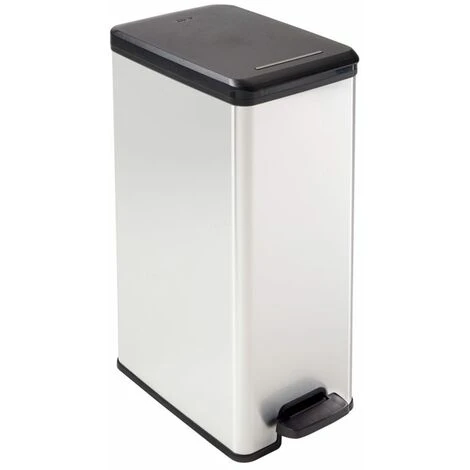 Curver Slim Line Stainless Steel Effect Deco Pedal Bin 40L - 213298 1 Curver Slim Line Stainless Steel Effect Deco Pedal Bin 40L - 213298